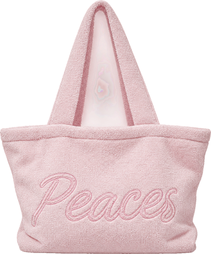 Light pink terrycloth Peaces tote bag